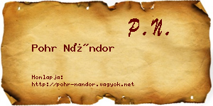 Pohr Nándor névjegykártya