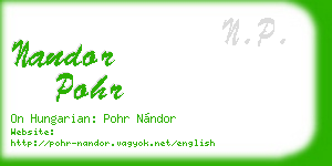 nandor pohr business card